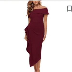 Betsy and Adam Midi Cocktail Dress Size 6 in Maroon
